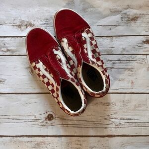 Vans Red and Cream Checkered Sneakers